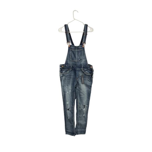 Dollhouse Pants - NWT Dollhouse Blue Distressed Denim Overalls Women’s Size 11 Juniors